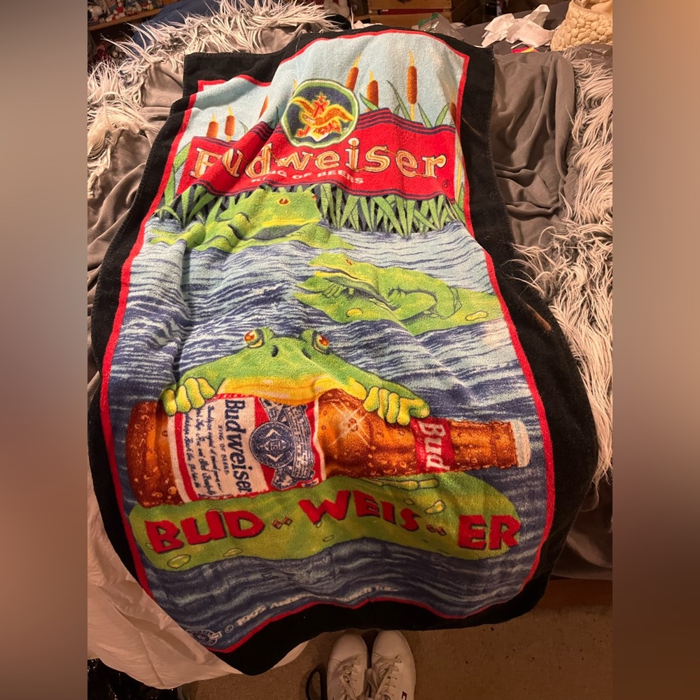 Budweiser Frog Beach Towel